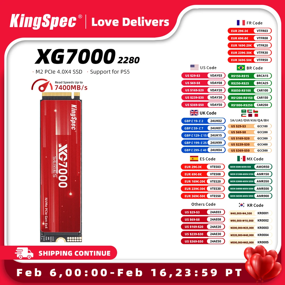 Kingspec Ssd M2 512Gb 1Tb 2Tb 4Tb Nvme Ssd Gen4 M.2 Pcie 4.0 Disco Rigido Unità A Stato Solido Disco Rigido Nmve Per Laptop Desktop Ps5