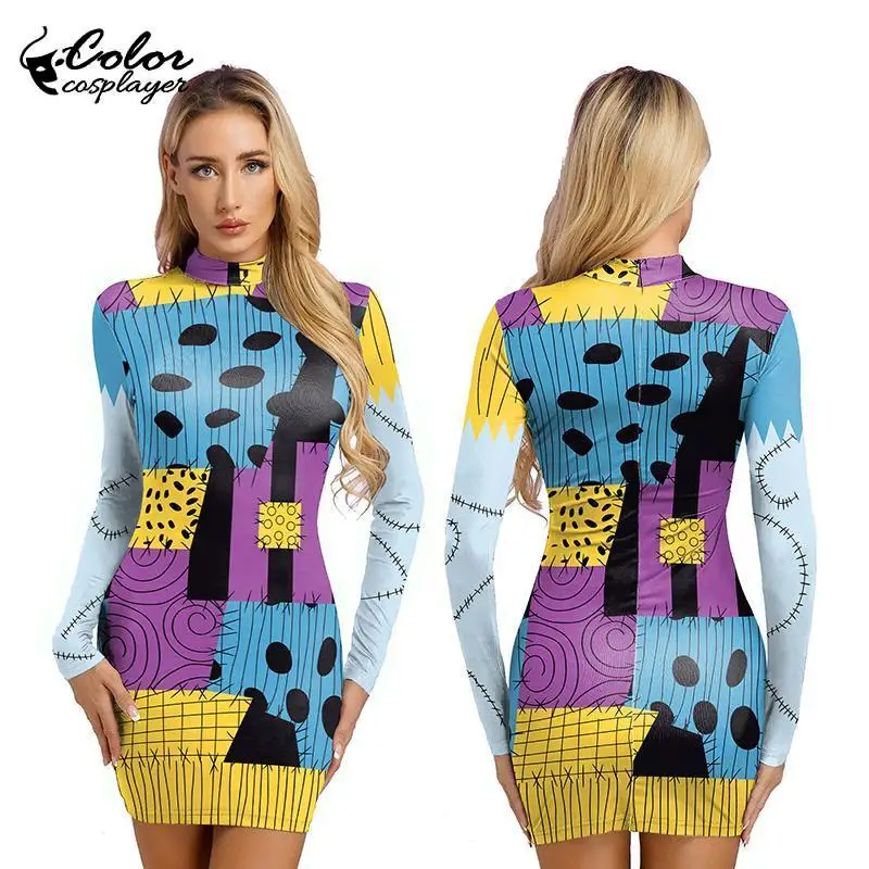

Color Cosplayer Sally Christmas Cosplay Dresses Long Sleeve Dress Up Fantasia Adult Anime Cos Robe Party Halloween Costume