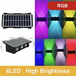 Outdoor Waterproof Solar LED Wall Lamp - Up & Down Luminous Garden & Balcony Decor Light - 1PCS (6LED RGB Light)