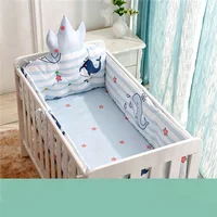 Kit de linge de lit CPull 100% coton pour bébé, ensemble de literie design couronne, pare-chocs, oreiller, couette, housse de matelas inclus 3