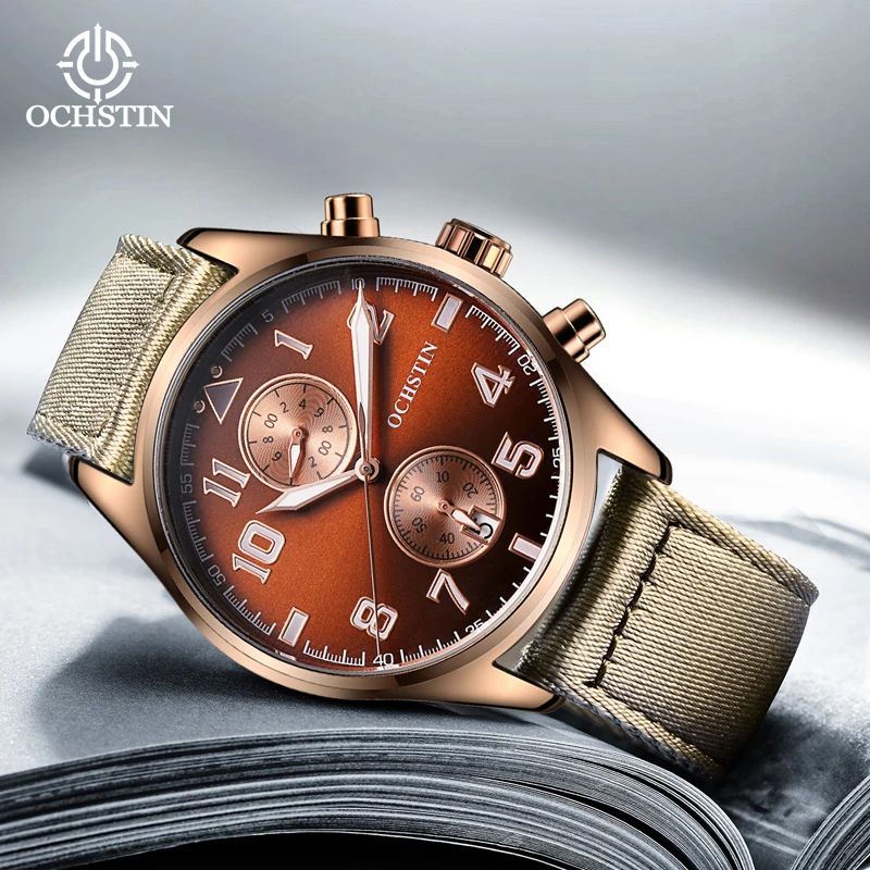 ochstin creative nylon series multifunction quartz movement promotional model 2024 simple and comfortable men's quartz watch
