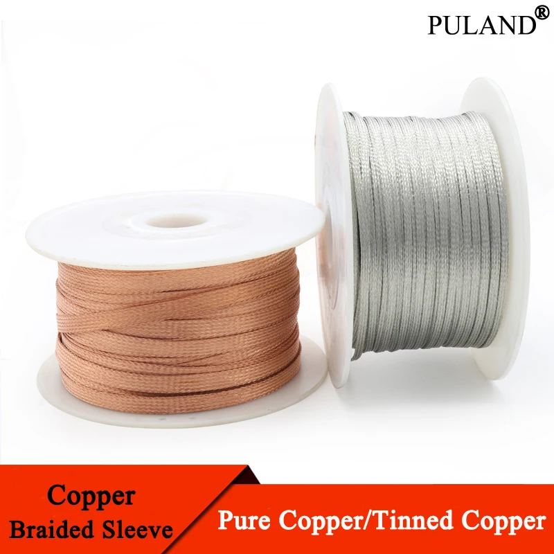 

Tinned Plating Copper Braided Sleeve Width 2 4 6 8 10 12 14 16 18 20 25 28mm Expandable Wire Cable Screen Shielded Metal Sheath