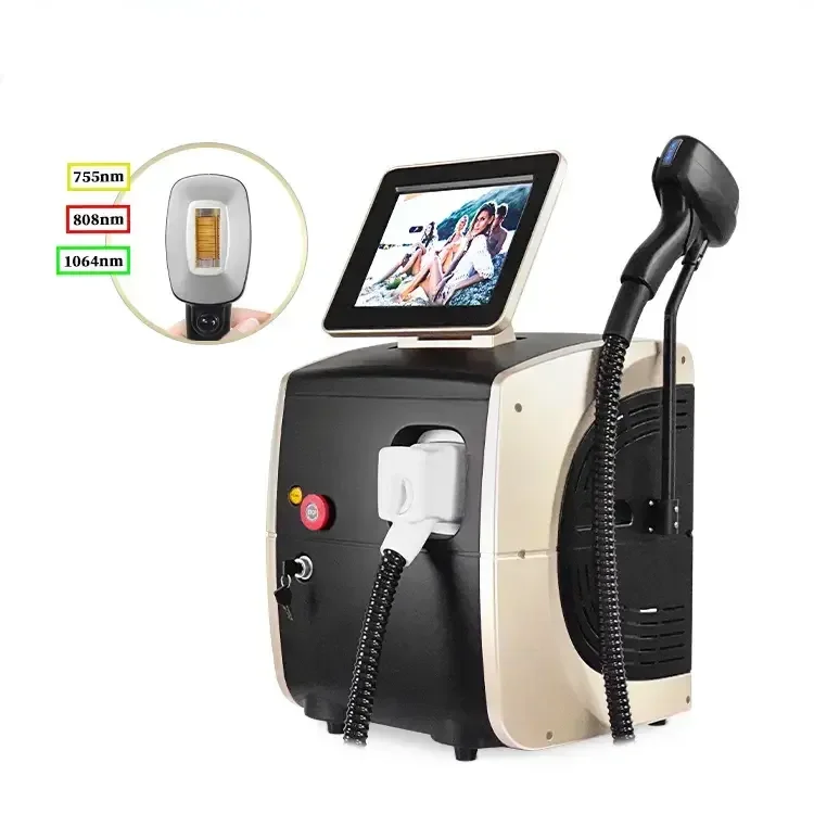 

2024 Portable 808nm 1064nm 755nm Alexandrite Device 3 Waves Professional Diode Ice Titanium Laser Body Hair Removal Machine
