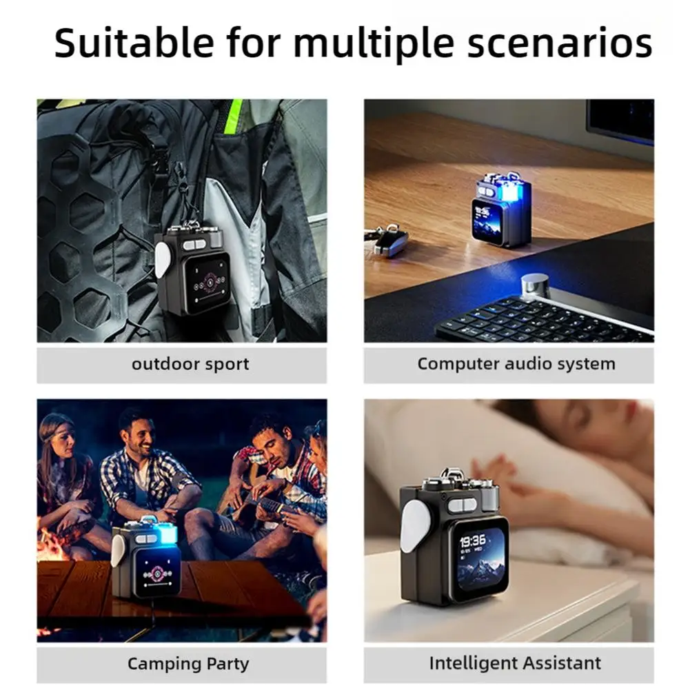 LED Display Screen Wireless Bluetooth Speaker Mechanical Speaker With RGB Desktop Subwoofer Support Calendar Clock New