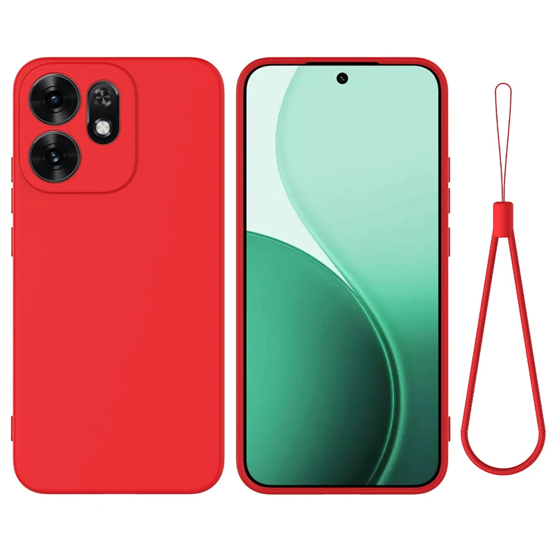 Premium Liquid Silicone Back Cover with Flock Lining and Strap Lanyard