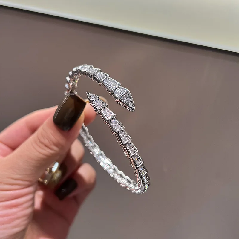 Bangle Bracelet Fashion Snake Bone Cubic Zirconia Open Bracelets For Men Women Gold Silver Copper Metal Snake Bracelet Party Daily Jewelry