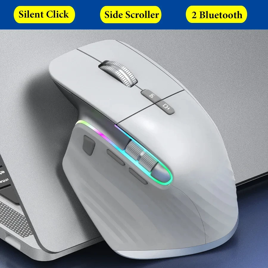 

Wireless Mouse Bluetooth+2.4G Tri-mode Mouse Mute Mice Ergonomic Gaming Mouse USB-C Rechargeable 5 DPI For Laptop PC Notebook