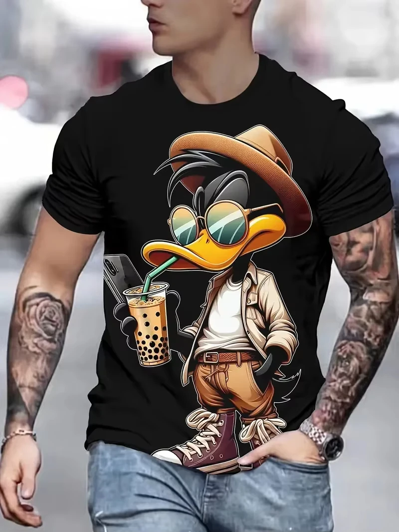 Men's T Shirt Cartoon Duck Print Summer Casual Short Sleeve Tops Tee Fashion T-shirts Outdoor Quick drying Street Clothing