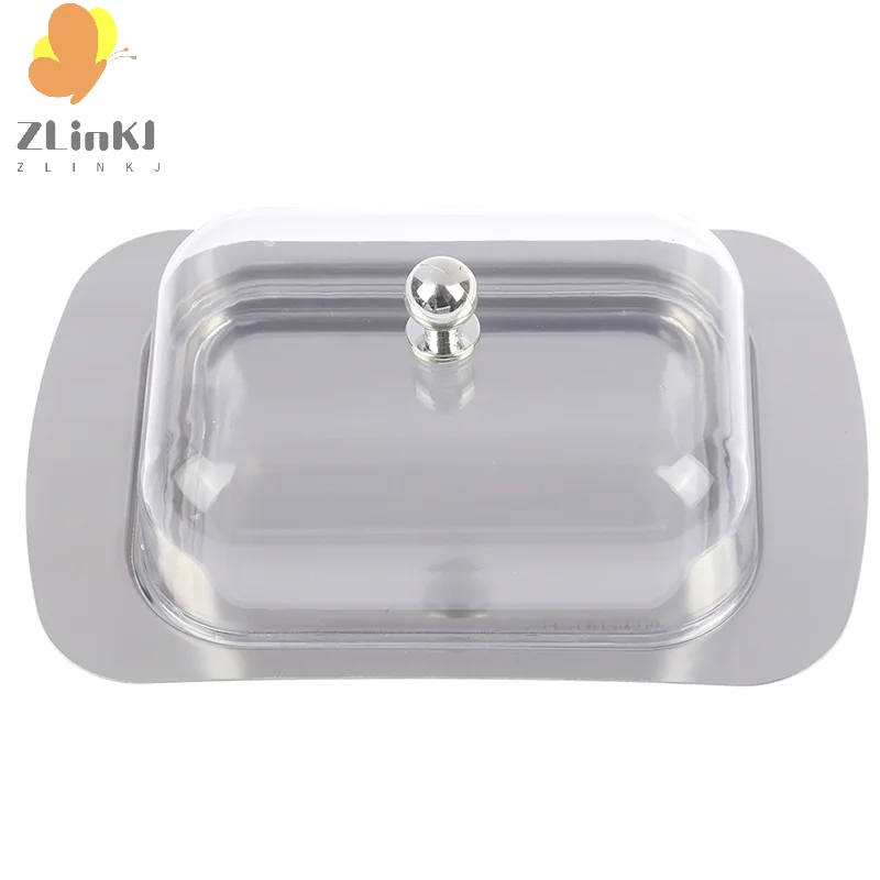 Butter Dish Box Container Cheese Bread Storage Tray See-through Lid 1pcs