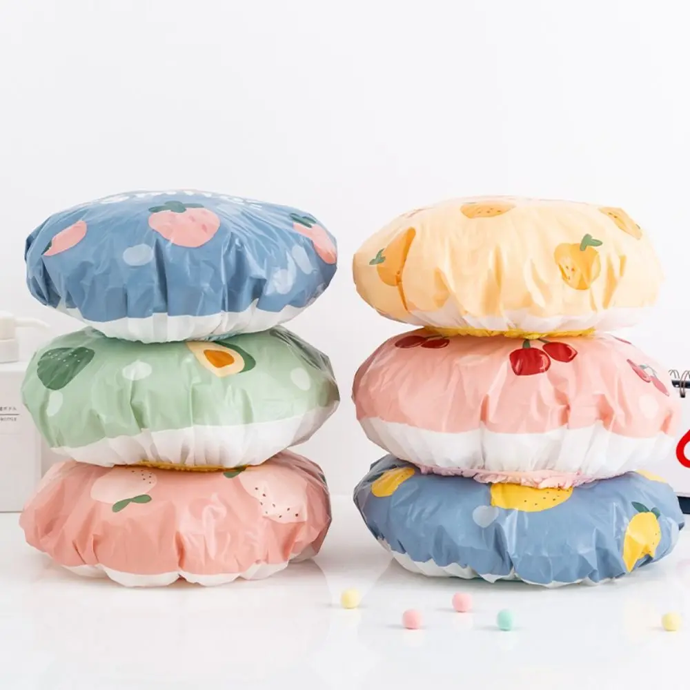 Pink Cherry Bath Hat Thicken Waterproof and Oil Fume Cap Women Spa Hair Salon Supplies Shower Cap Bathroom Accessories 3