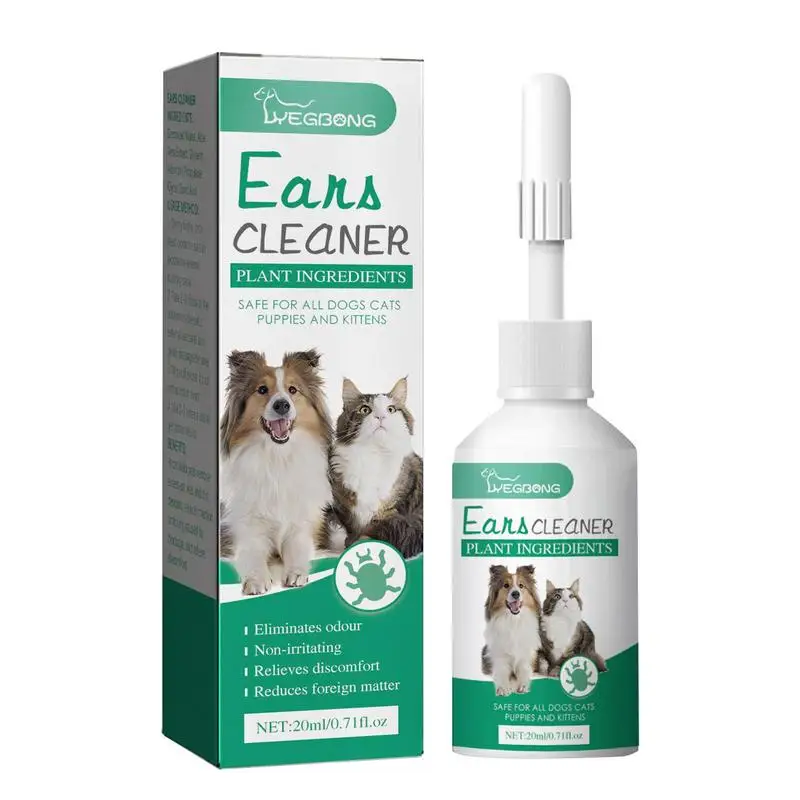 

20ml Universal Cat Dog Ear Cleaner Pet Ear Wash Ear Drops Control Yeast Mites Removes Ear Mites Scientific Formula Pet Supplies