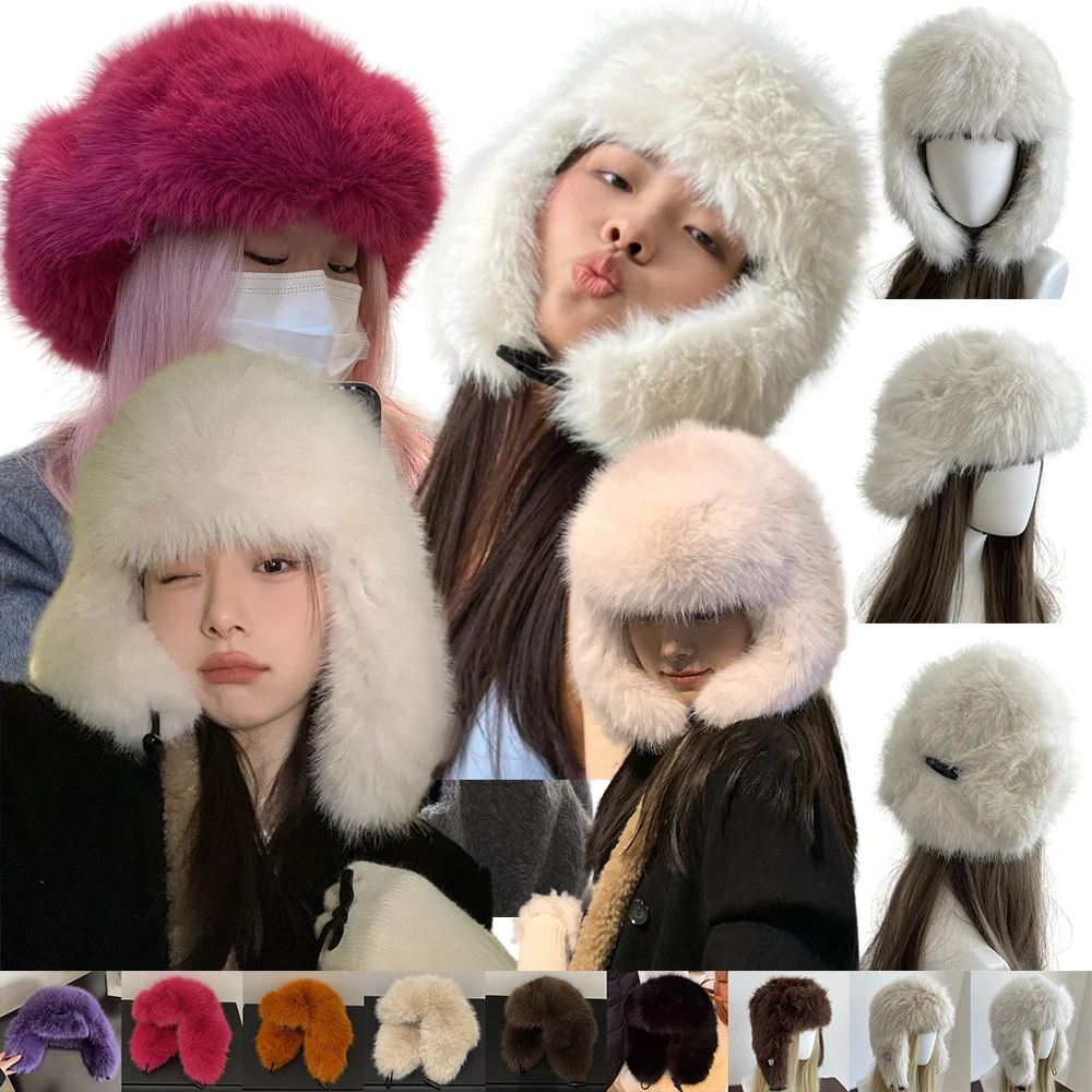 Fur Winter Hat for Women Men Outdoor Keep Warm Earflap Ski