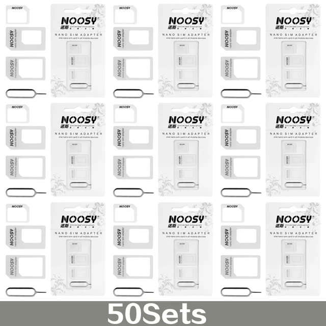50sets 4 in1 Noosy Nano Sim Card Adapter + Micro Sim Cards Adapter + Standard SIM Card Adapter for IPhone Wholesale 1
