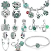 925 Sterling Silver Green Series Four-leaved Clover Pendant Fine Beads Fit Original 925  Bracelet Charms Women Jewelry 1