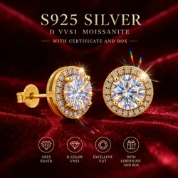 Elegant Rose Gold 18K Moissanite Earrings with GRA Certification (A - 0.5ct(5.0mm)-2pcs)