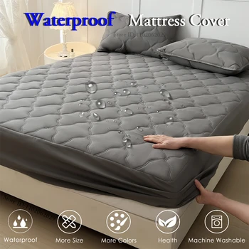 Lenzuola con angoli impermeabili in microfibra con fasce elastiche Copriletto Materassi per letti singoli matrimoniali/king/queen size 1