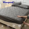 Waterproof Throw Mattress Cover Bed Fitted Sheet Mattress Bedspread Protector Pads Single/Double/King/Queen Full Size Gray/White 2