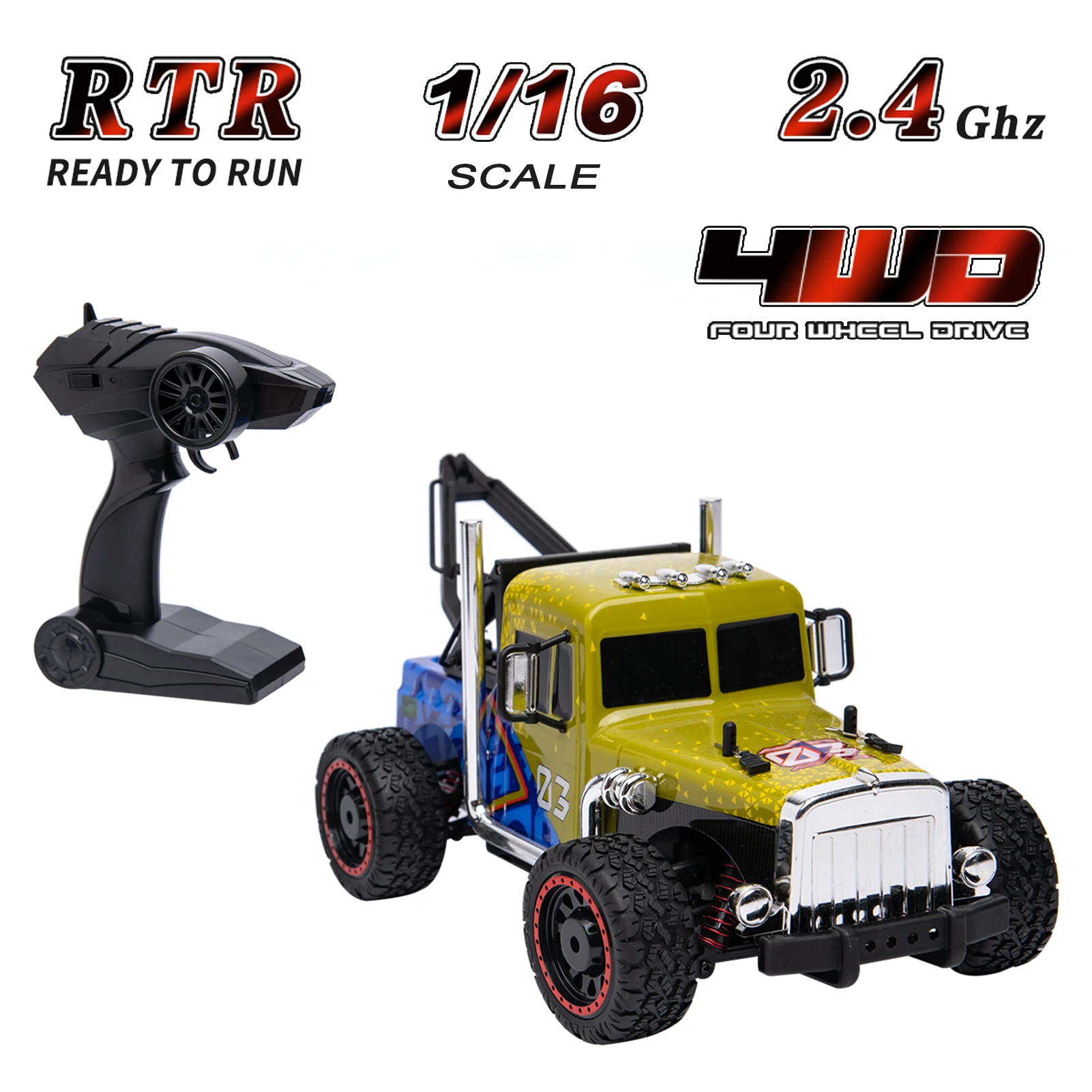 RC Car 2.4GHz Off-Road Car 1/16 Racing Car Remote Control Truck High Speed RTR for Kids Adults