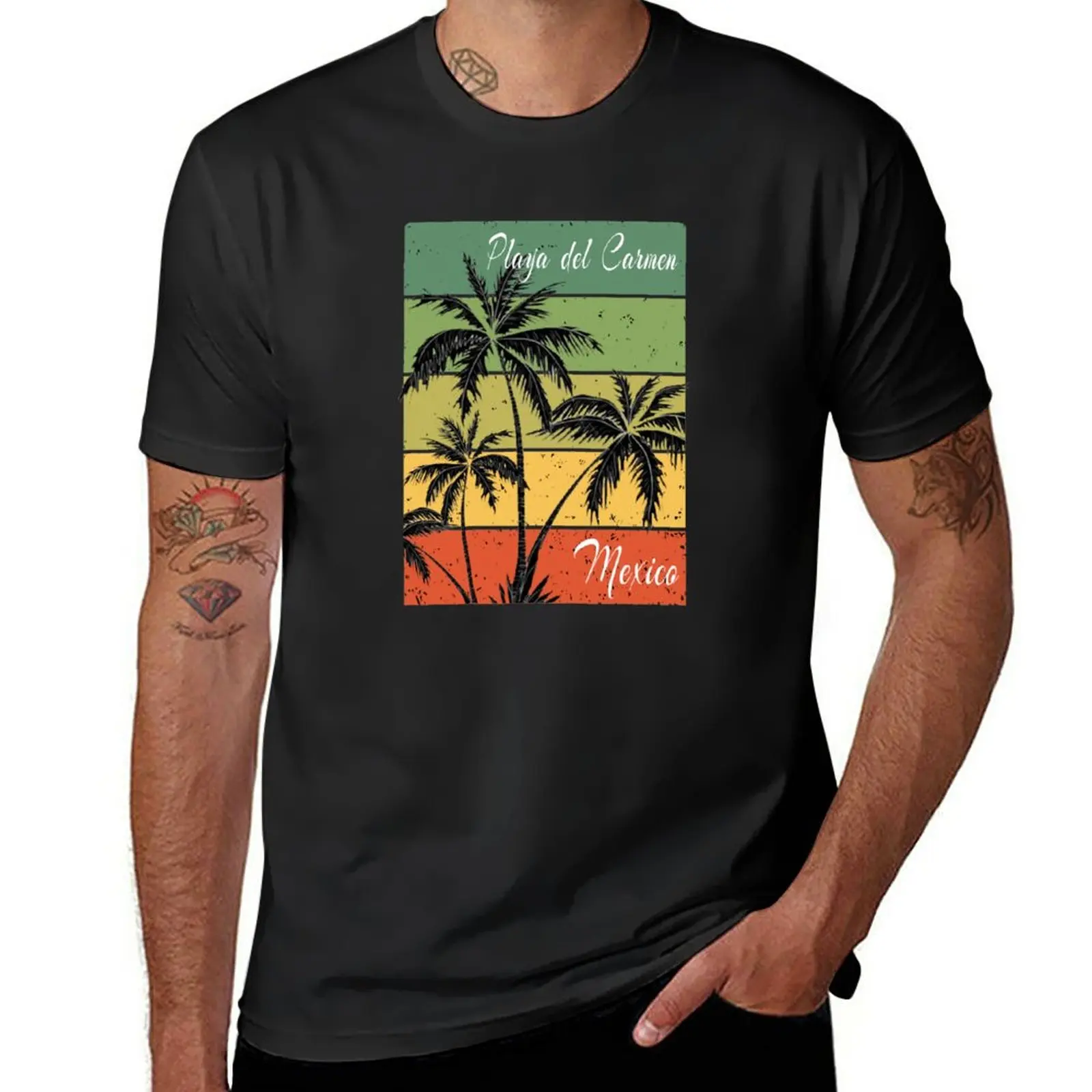 

New Playa del Carmen Mexico Tropical Beach Sunset T Shirt T-Shirt Short sleeve tee black t shirts funny t shirts for men