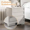 Nightstand Set of 2 with Charging Station, Wood Bedside Table with 2 Drawers, Farmhouse End Table with Slated Handles 4