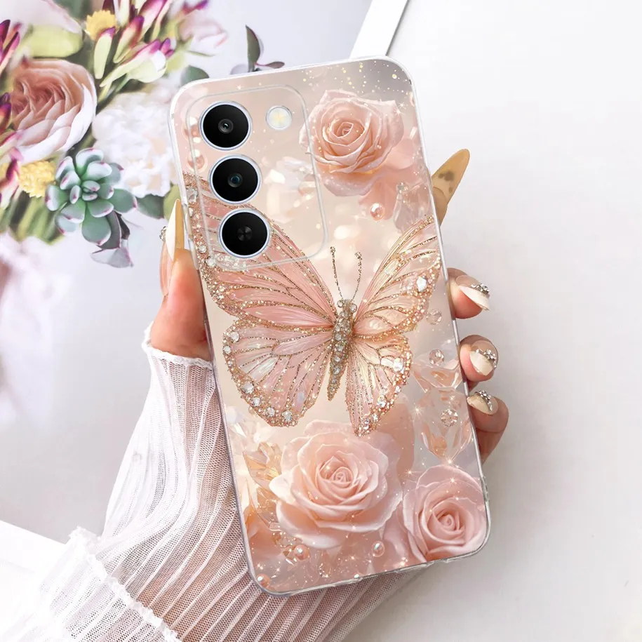 Floral Bow Bumper Soft Silicone Clear Phone Case Cover