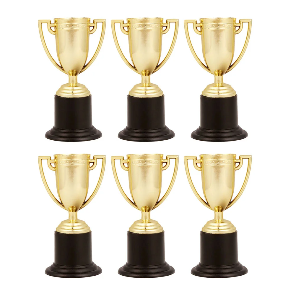 

6pcs Trophy Cup 10cm Plastic Golden Trophy Student Sports Award Trophy Reward for Competitions (Golden)