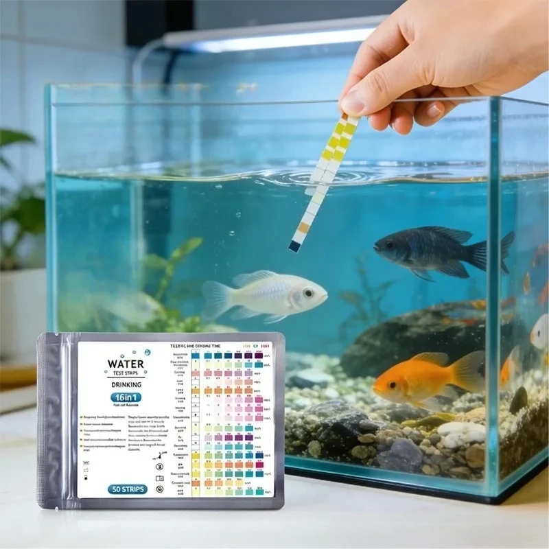 Curated visual reference: Nitrite And Ammonia Test Kit For Aquariums Reference: 50 100Pcs 16In1 Aquarium Test Strips Freshwater Ph Water Quality