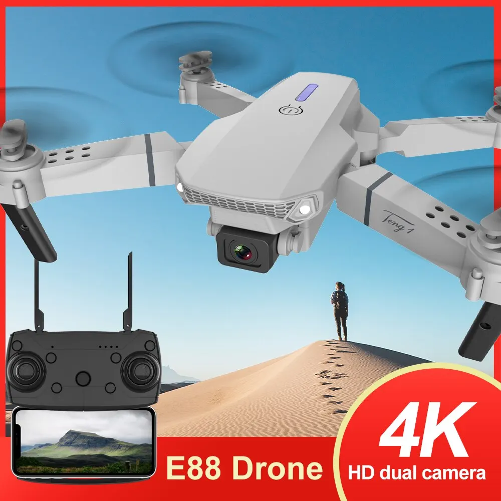 Drones with Camera 4k HD UAV Aerial Photography Dual Camera Folding Aircraft E88 Remote Control Fixed Height Quadcopter Drones aerial