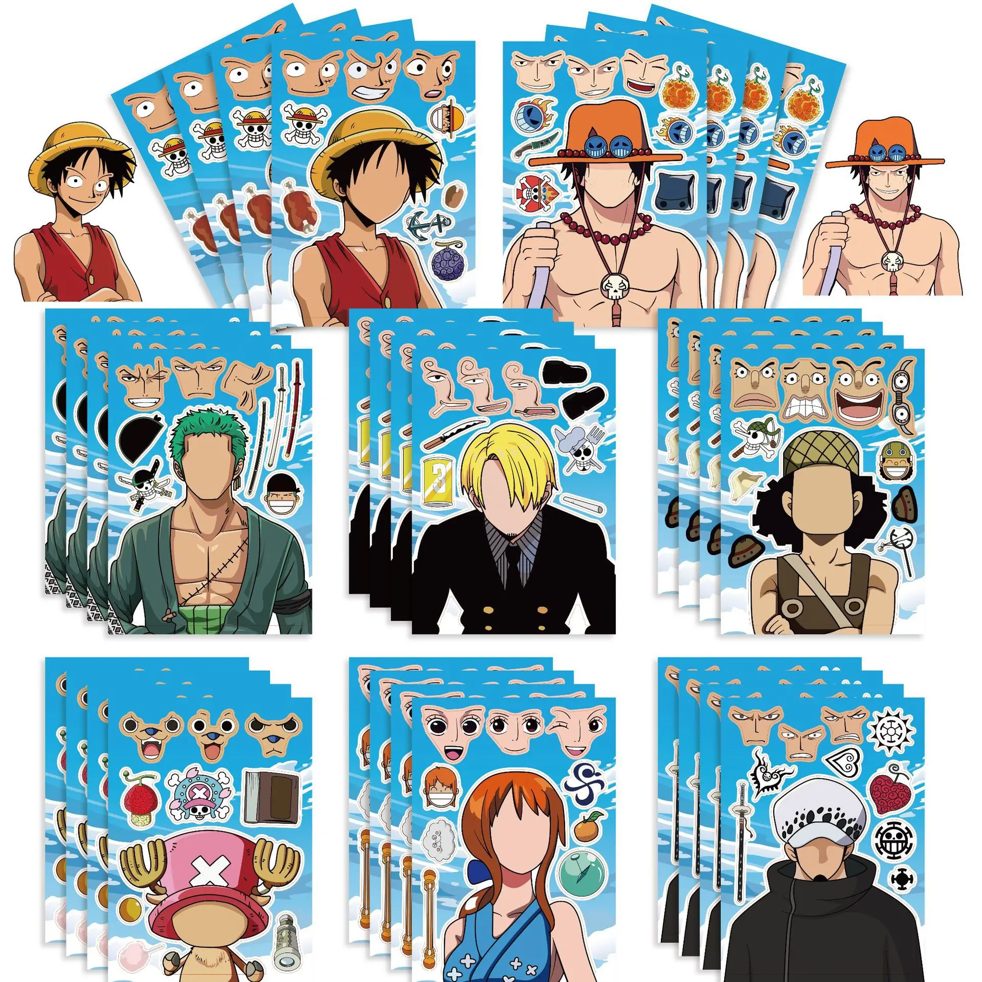 

8PCS Anime Pirate King Cartoon Graffiti DIY Assembly Sticker Laptop Refrigerator Bicycle Skateboard Waterproof Toy Gifts
