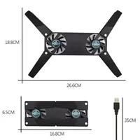 Nouveau coussin de refroidissement pour ordinateur portable refroidisseur pour ordinateur portable support de coussin de refroidissement alimenté par USB 2 ventilateurs pour ordinateur portable universel 7 15 "1 support pour ordinateur portable 6