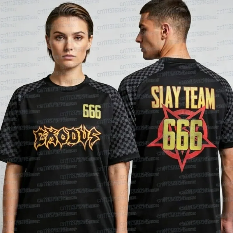 Exodus Slay Team 666 Pentagram-Fans lieben 3D-gedruckte T-Shirts, atmungsaktive, schnell trocknende Kurzarm-T-Shirts, Familienstil.