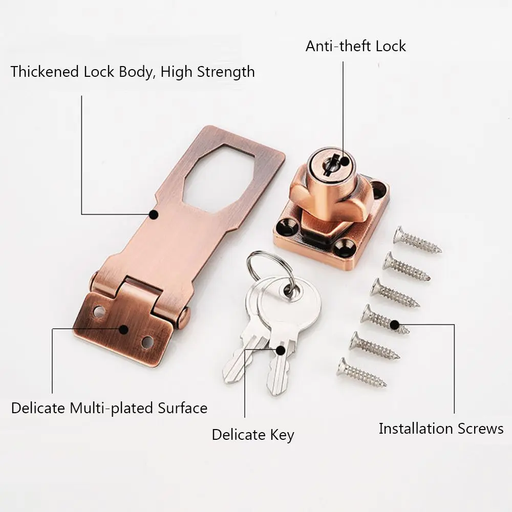 Zinc Alloy Keyed Hasp Lock Punch-free Burglarproof Home Office Security Buckle Shed Cupboard Drawer Cabinet Wooden Door Lock cabinet safety lock cabinet lock door lock door safety lock