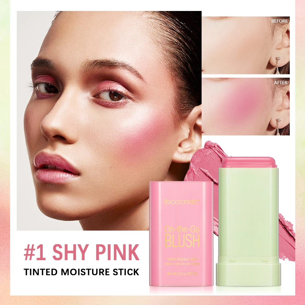 Blush Stick Waterproof Easy Color Rouge Blusher Cream High Color Rendering Brightening Skin Tone Makeup