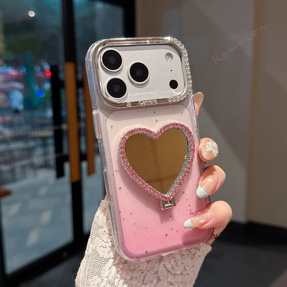 Glitter Heart Mirror Diamond Phone Case For Iphone Pro Max Cover_voghion.com