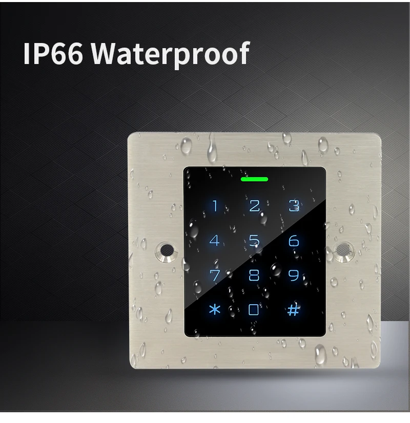 RFID Reader Touch Door Opener Metal Access Controler 2000 Users IP66 Waterproof