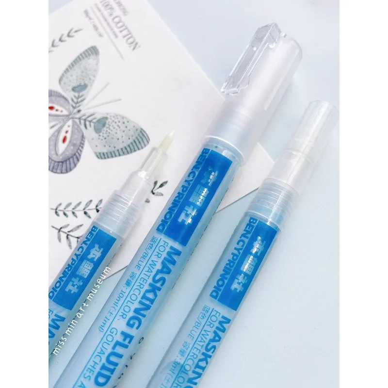 Blue Watercolor Art Masking Fluid 0.7mm/3.0mm Marker Pen for Opaque Areas of Paintingson Watercolour Paper Watercolor Painting 2