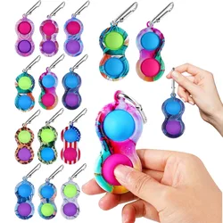 Porte clé à bulles en Silicone souple pour enfant, Mini jouet à fossettes simples, anti stress, sensoriel, éducatif, précoce, autisme 