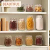 Airtight Glass jar with lid 25oz, Glass Storage Containers, Glass Canister, Striped Clip Fastening Jar for Cereal, Coffee, Pasta 4