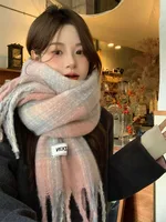 Winter Plaid Scarf Women's Korean Sle Warmth Anti-Cold Versatile Student Couple Ne Warmer awl Thiened Rectangle ape