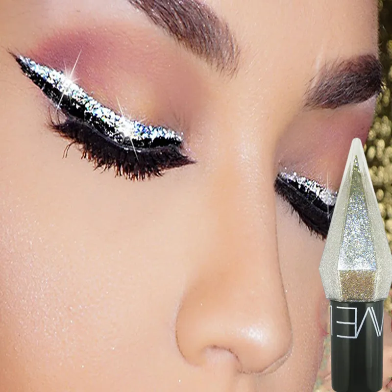 Diamond Shiny Eye Liners Eyeshadow Waterproof Silver Rose Gold Color Glitter Paillettes Eyeliner Eye Shadow Makeup Beauty Cosmetics
