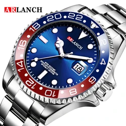 Classic 40mm Red & Blue Stainless Steel Diving Watch with Magnifying Calendar (305C1)