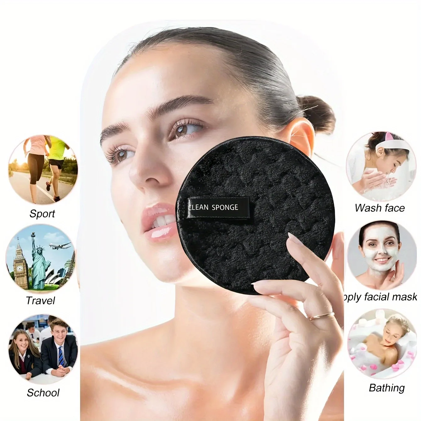 8pcs Face Makeup Remover Cotton Pads Rounds Reusable Soft Makeup Cleaning Puff Double-Sided Face Cleansing Removal Sponge Washab 6