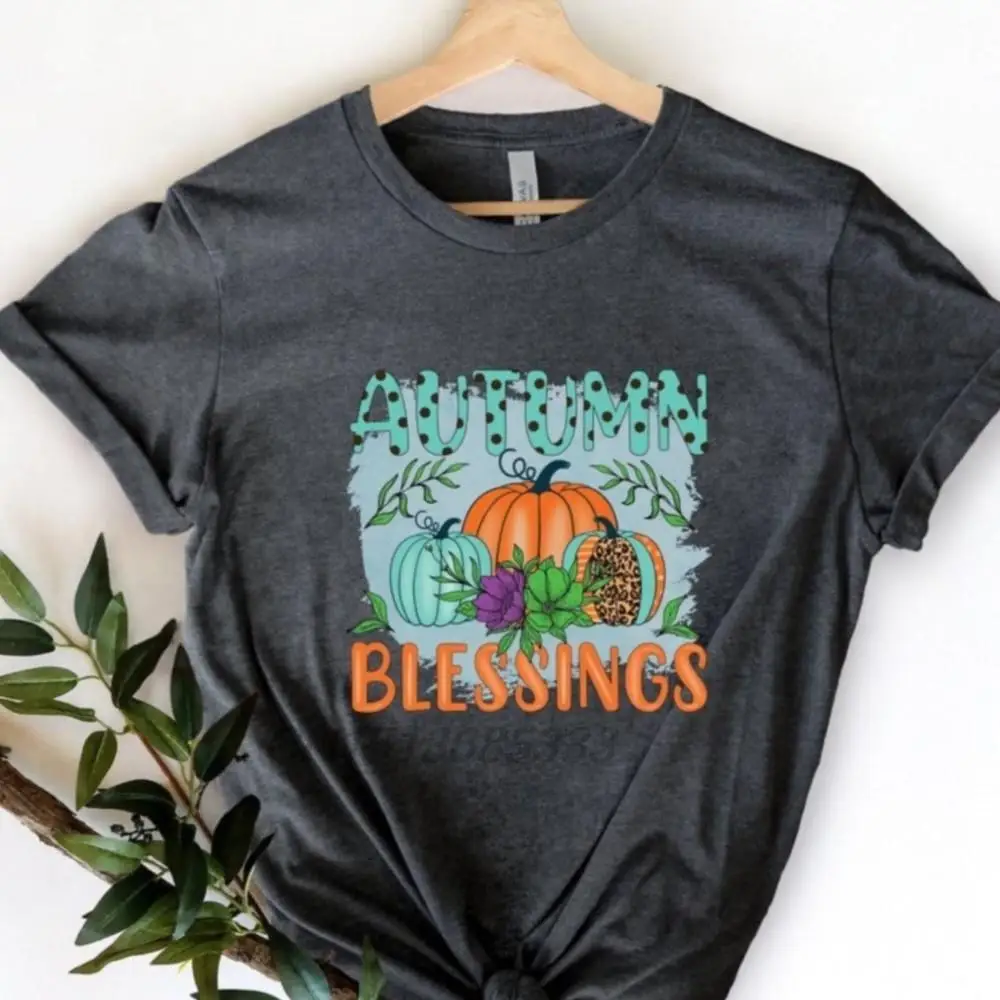 

Autumn Blessings Female Vintage T-Shirts Thanksgiving Gifts Harvest Tshirts Unisex Hot Sale Cotton Tee Shirts Women Oversized