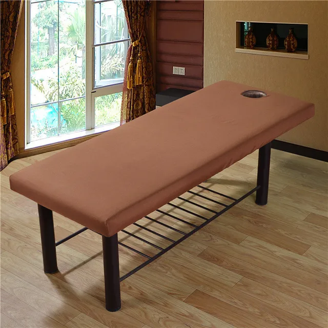 Drap-housse élastique pour table de massage, couverture complète, bande de caoutchouc, traitement SPA, trou pour la ories du visage, 70x190cm 2