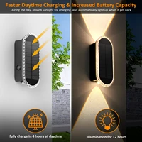 2/4 Pack Solar Fence Lights 3 Modes LED Lens Solar Lights Up & Down Solar Wall Lights for Yard, Pool, Porch, Patio, Railing 4