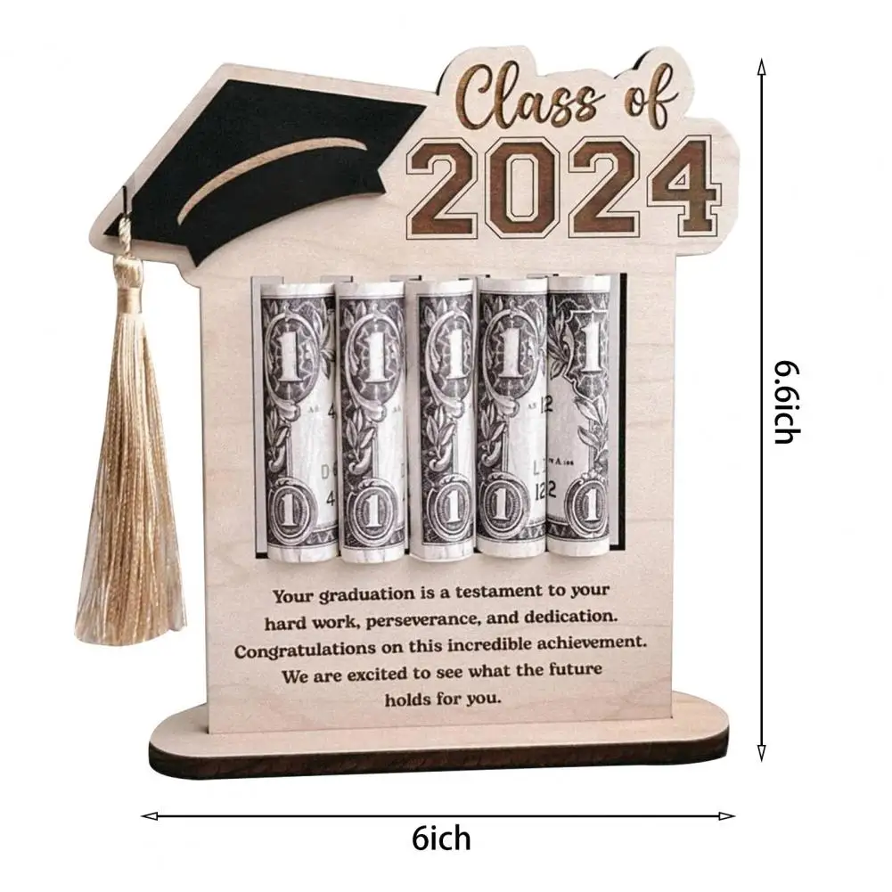 Graduation Money Organizer Cash Holder Desktop Decoration Stable Burr-Free Wooden Ornament Party