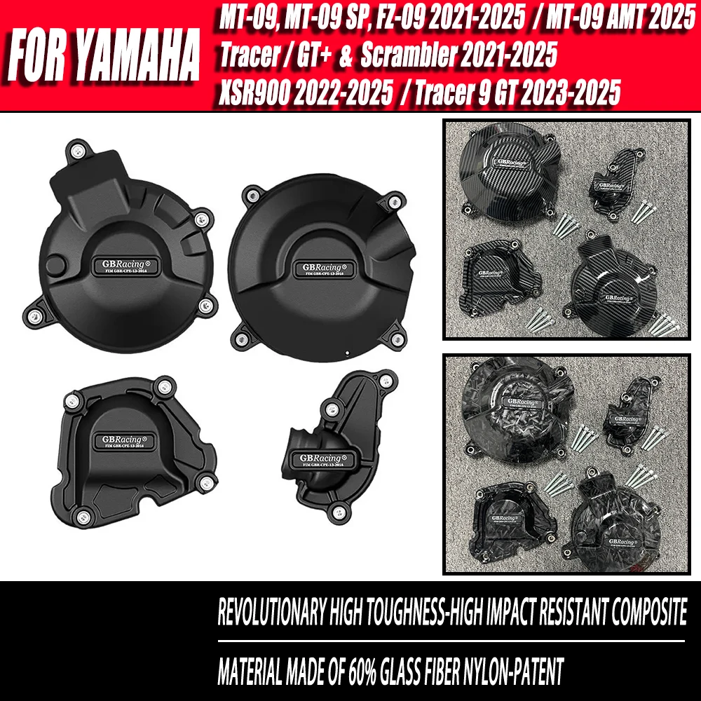 オートバイ用ステーターカバー Compatible With Yamaha For Tracer 900 2018 2019 202 エンジンステーター  サイドカバー ヤマハ FJ09 2014-2017 MT-09 2018-2021 XSR900 2016-202 オートバイエンジン  カバープロテクター オートバイ左ステーターマグネトエンジンクランク ... エンジンステーターの落下 MT-09 SP FZ-09 トレーサー GT スクランブラー 21-25用 AMT 2025用 カーボン