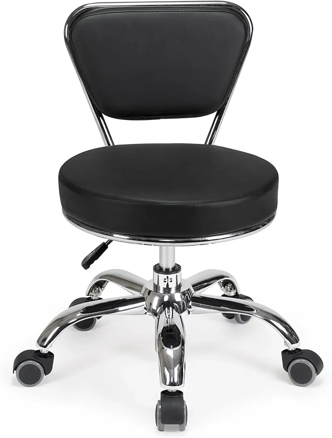 Garage Rolling Seat (Black) Pneumatic, Short Stool with Adjustable Height 13"-15", Perfect for Garage Task, Home Cleaning 3