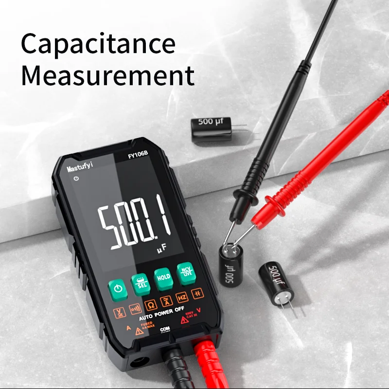 Digital Multimeter Tester Mini Smart Electrician AC/DC Ammeter Voltmeter Capacitance Ohm Hz NCV