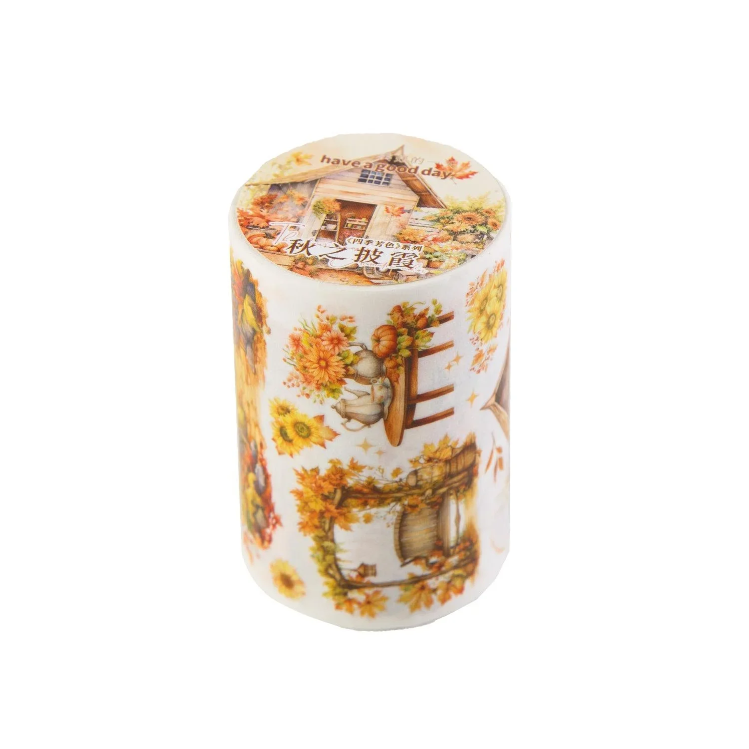 1roll Washi Tape Four Seasons Scenery Beautiful Day Fairy Cabin Forest Scrapbook DIY Decorative Washi Paper Sticker 6